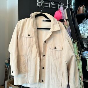 ZARA Off-White Corduroy Button-Front Jacket